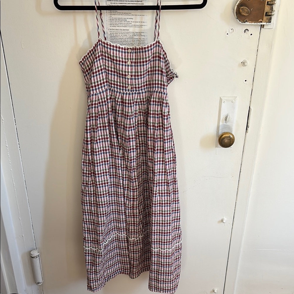 Madewell Red and White Plaid Midi Dress